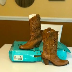 Jessica Simpson Dani Pecan Western Leather Size 8.5 medium